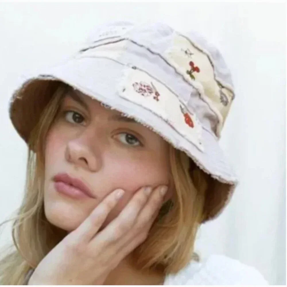 ⭐️🌻 Frayed Patchwork Boho Street Peasant Hipster Hippie Cottage Farm Bucket Hat